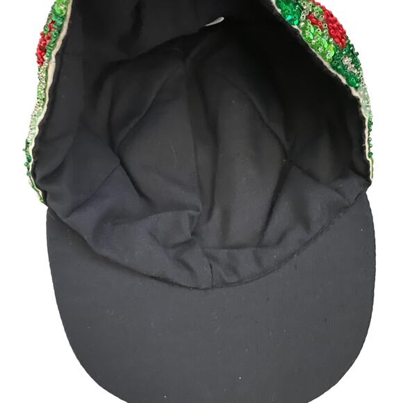 Sequin All over Christmas Tree Stars Ornaments Glam Bling Baseball Cap Hat - Picture 4 of 7